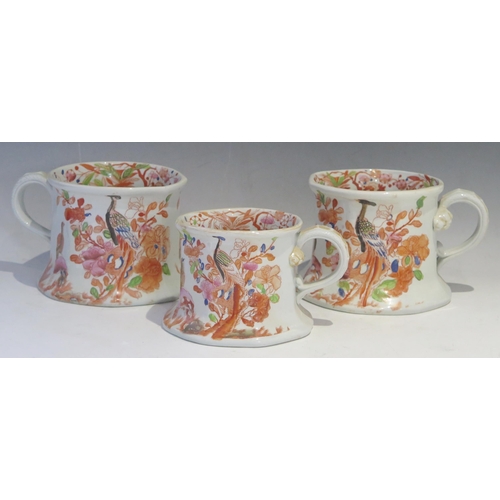 1161 - Early 19th Century Ironstone Graduated Set of Three Mugs, largest 13cm high