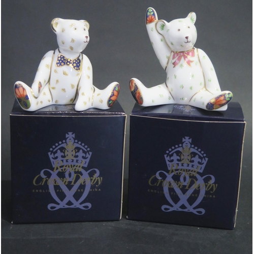 1261 - Two Crown Derby Miniatures _ Teddy Bear Victoria and Edward