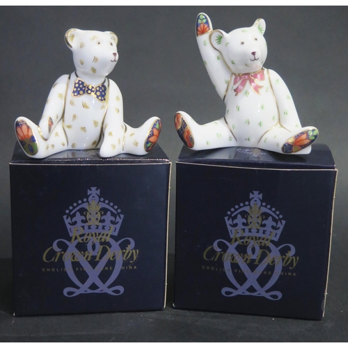 1261 - Two Crown Derby Miniatures _ Teddy Bear Victoria and Edward