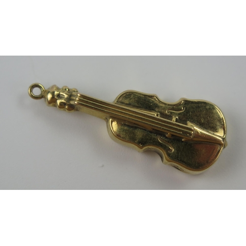 153 - Hallmarked 9ct Gold Violin or Cello, 1.9g