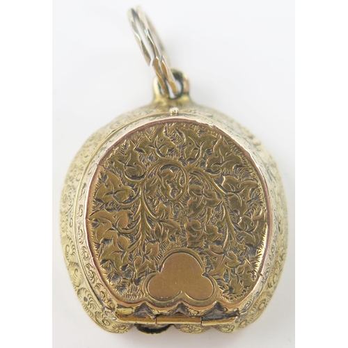 16 - Victorian Lucky Horseshoe Hinged Locket, the unmarked 15 gold decorated with chased foliate work, 36... 
