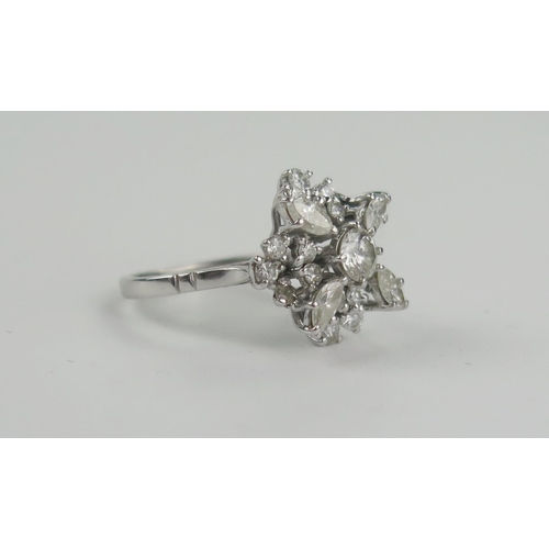 164 - Bespoke 18ct White Gold and Diamond Cluster Ring, the central round cut 4.5mm stone surrounded by fo... 