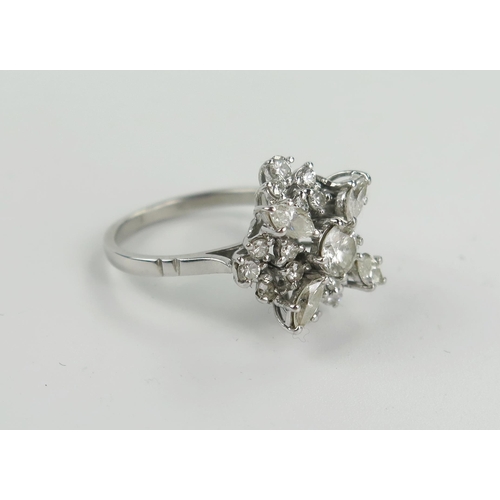 164 - Bespoke 18ct White Gold and Diamond Cluster Ring, the central round cut 4.5mm stone surrounded by fo... 