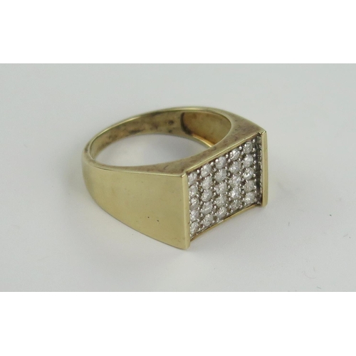 167 - Gent's 9ct Gold and Diamond 25 Stone Ring, 17x12mm head, size U.5, 6g