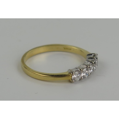 204 - A Modern 18ct Yellow Gold and Diamond Five Stone Ring, EDW .5ct, size 0.5, 2.9g