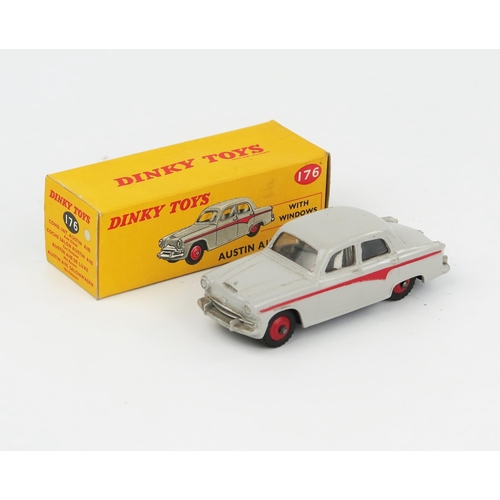 2069 - A Dinky Toys 176 Austin A105 Saloon in grey with red  blue line and hubs in correct in colour spot t... 