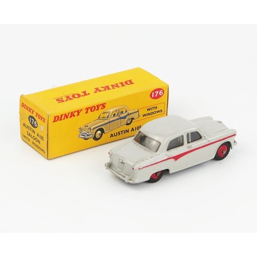 2069 - A Dinky Toys 176 Austin A105 Saloon in grey with red  blue line and hubs in correct in colour spot t... 