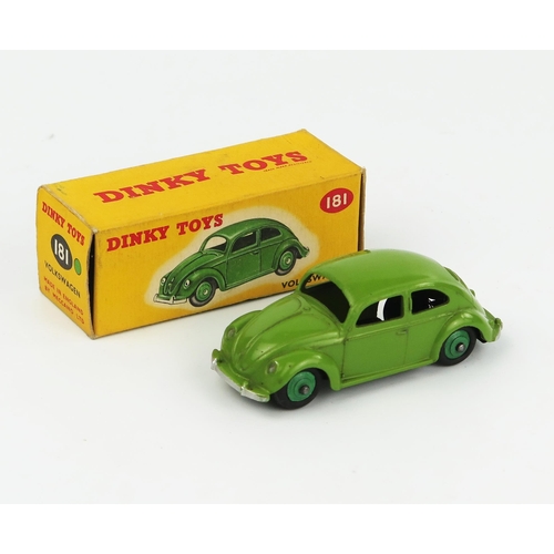 2078 - A Dinky Toys 181 Volkswagen (Beetle) in lime green with mid green hubs in correct colour spot type 1... 