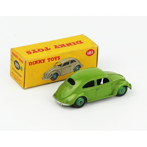 2078 - A Dinky Toys 181 Volkswagen (Beetle) in lime green with mid green hubs in correct colour spot type 1... 