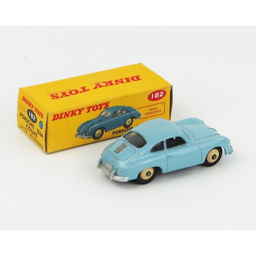 2079 - A Dinky Toys Porsche 356A Coupe in pale blue with cream hubs in correct colour spot box. Excellent i... 