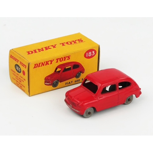 2080 - A Dinky Toys 183 Fiat 600 in red with solid smooth grey plastic wheels in correct colour spot type 1... 