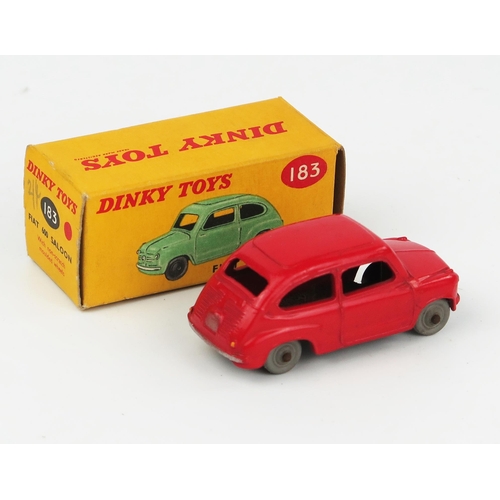 2080 - A Dinky Toys 183 Fiat 600 in red with solid smooth grey plastic wheels in correct colour spot type 1... 