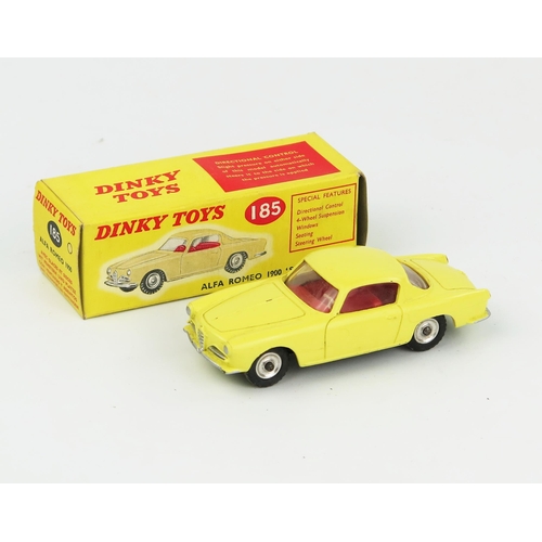 2082 - A Dinky Toys 185 Alfa Romeo 1900 Coupe in yellow with red interior in correct colour spot box. Near ... 