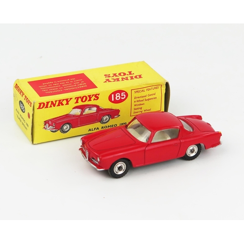 2083 - A Dinky Toys 185 Alfa Romeo 1900 Coupe in red with off-white interior in correct colour spot box. Ne... 