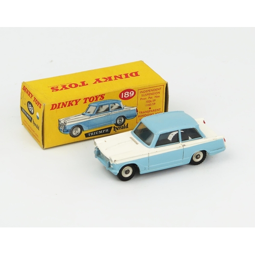 2087 - A Dinky Toys 189 Triumph Herald in pale blue with white centre in correct colour spot type 1 picture... 