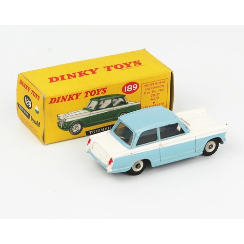 2087 - A Dinky Toys 189 Triumph Herald in pale blue with white centre in correct colour spot type 1 picture... 