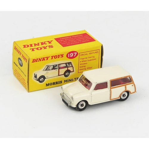 2097 - A Dinky Toys 197 Morris Mini Traveller in cream with tan detailing, red interior, spun hubs and glos... 