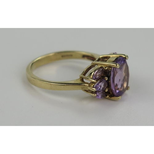 210 - 9ct Gold and Amethyst Dress Ring, size M.5, 3.6g