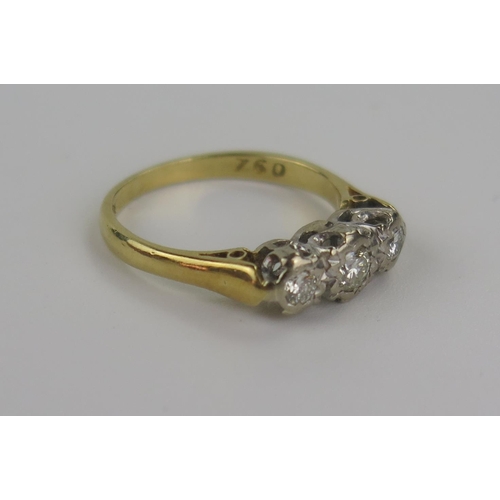 211 - 18ct Gold and Diamond Three Stone Illusion Set Ring, size I, 3.2g