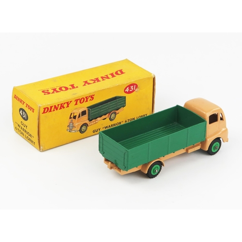 2116 - A Dinky Toys 431 Guy Warrior 4 Ton Lorry with tan cab and chassis, dark back, mid green hubs and no ... 