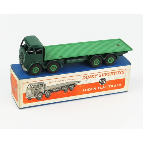 2149 - A Dinky Supertoys 502 Foden Flat Truck Type 2 Cab in scarce dark Brunswick Green with mid green back... 