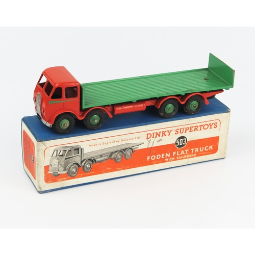 2152 - A Dinky Supertoys 503 Foden Flat Truck with Tailboard 1st Type Cab in unusual burnt orange with mid ... 