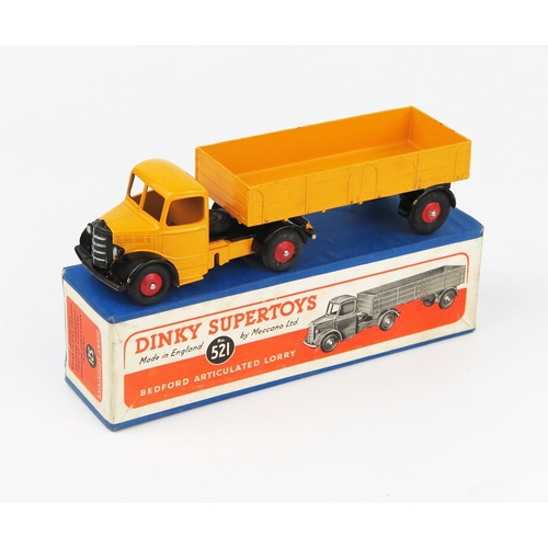 2180 - A Dinky Supertoys 521 Bedford Articulated Lorry in yellow-orange with black wings and red hubs in bl... 