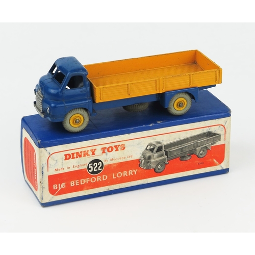 2186 - A Dinky Supertoys 522 Big Bedford Lorry in dark blue with yellow back and hubs in blue box with oran... 