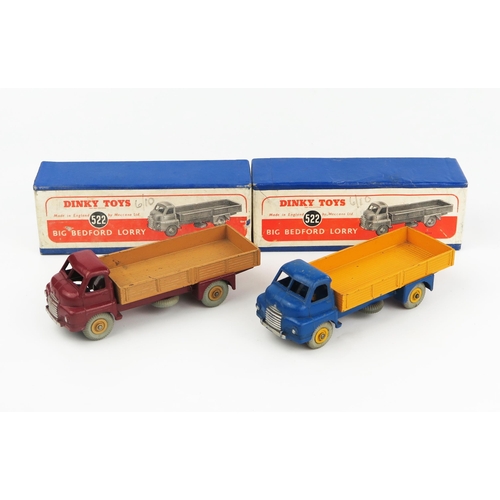 2187 - Two Dinky Supertoys 522 Big Bedford Lorries - one in maroon with fawn back and hubs, the other in da... 