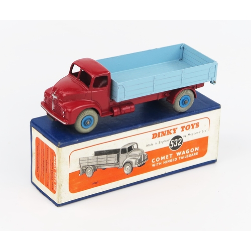 2193 - A Dinky Supertoys 532 Comet Wagon with Hinged Tailboard with red cab and chassis, pale blue back, mi... 