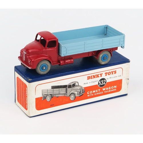2194 - A Dinky Supertoys 532 Comet Wagon with Hinged Tailboard with red cab and chassis, pale blue back, mi... 