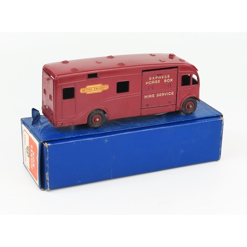 2203 - A Dinky Toys 581 Horse Box 'BRITISH RAILWAYS' in maroon with maroon hubs in blue box with orange lab... 