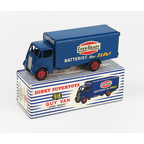 2207 - A Dinky Supertoys 918 Guy Van 'EVER READY' 2nd type cab in dark blue with red grooved hubs. Excellen... 