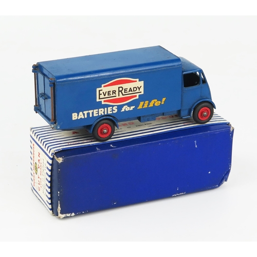 2208 - A Dinky Supertoys 918 Guy Van 'EVER READY' 2nd type cab in dark blue with red grooved hubs. Very goo... 