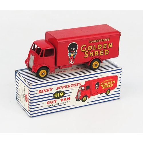 2209 - A Dinky Supertoys 919 Guy Van 'GOLDEN SHRED' 2nd type cab in red with yellow grooved hubs. Very good... 