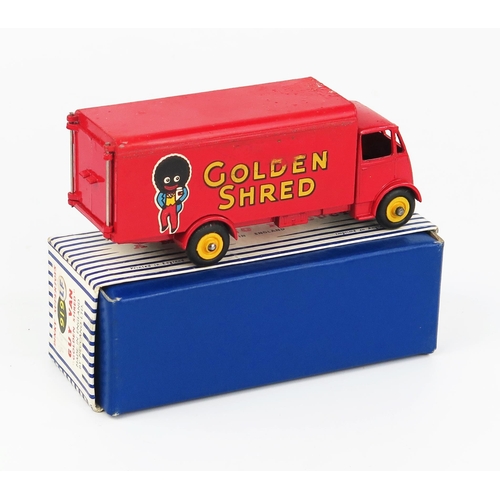 2210 - A Dinky Supertoys 919 Guy Van 'GOLDEN SHRED' 2nd type cab in red with yellow grooved hubs. Fair as u... 