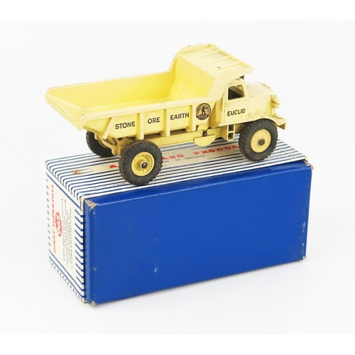 2216 - A Dinky Supertoys 965 Euclid Rear Dump Truck in pale yellow (seems faded) and yellow hubs in blue/wh... 