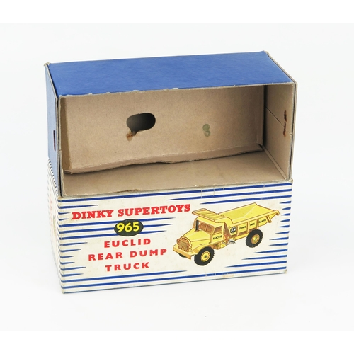 2216 - A Dinky Supertoys 965 Euclid Rear Dump Truck in pale yellow (seems faded) and yellow hubs in blue/wh... 