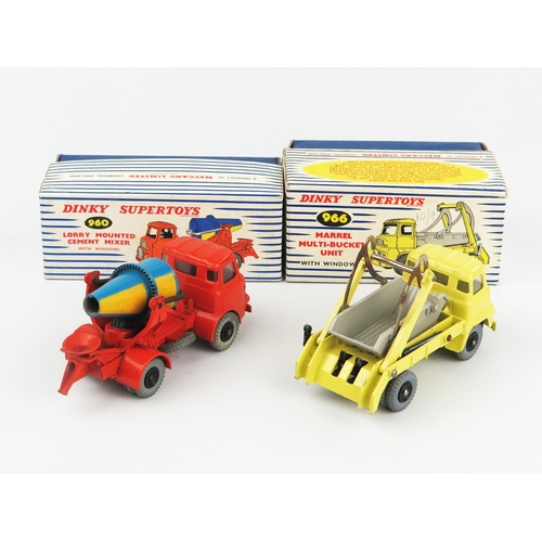 2219 - Two Dinky Supertoys including 960 Lorry Mounted Cement Mixer with blue/yellow barrel and 965 Marrel ... 