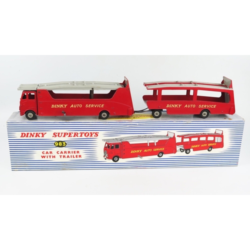 2225 - A Dinky Supertoys 983 Car Carrier with Trailer in red/grey, 