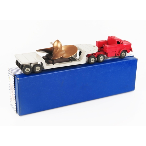 2226 - A Dinky Supertoys 986 Mighty Antar Low Loader with Propeller, red tractor unit with no windows, grey... 