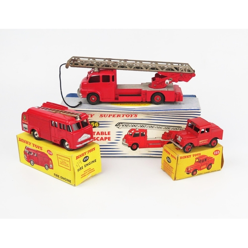 2242 - Three Dinky Fire Vehicles - 255 Mersey Tunnel Police Van, 259 (Bedford Miles) Fire Engine and 956 Be... 