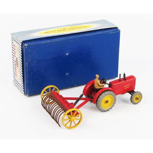 2243 - A Dinky Toys 27AK Farm Tractor & Hay Rake (MASSEY HARRIS) in red with yellow hubs with. Very good wi... 