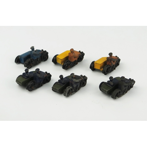 2247 - Six Dinky Toys Motorcycle Sidecars - three 42b Police Motorcycle Patrol, one 43b RAC Motorcycle Patr... 