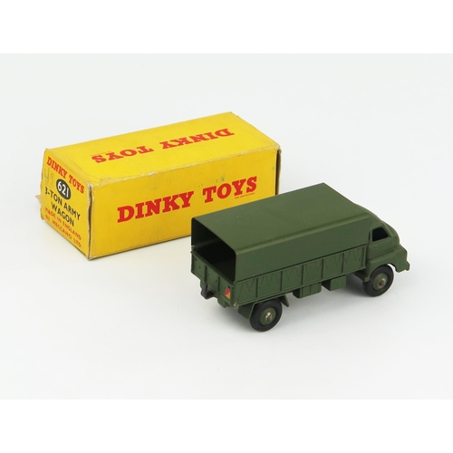 2249 - A Dinky Toys 621 3-Ton Army Wagon without windows and no driver in yellow non-picture box. Excellent... 