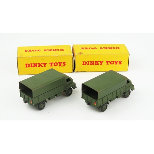 2250 - Two Dinky Toys 621 3-Ton Army Wagons without windows and no driver in yellow non-picture boxes. Very... 