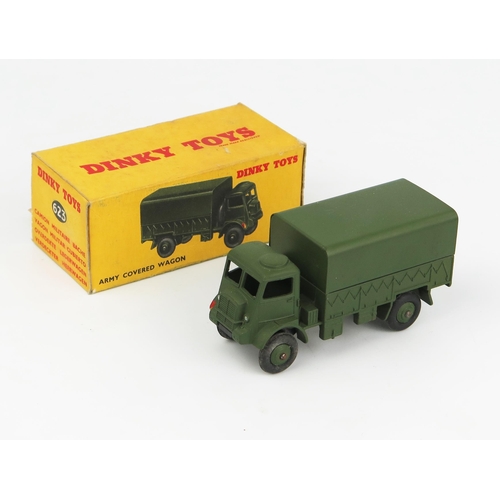 2253 - A Dinky Toys 623 Army Covered Wagon  (Bedford QL) no driver or windows in dark yellow picture box. N... 