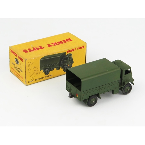 2253 - A Dinky Toys 623 Army Covered Wagon  (Bedford QL) no driver or windows in dark yellow picture box. N... 