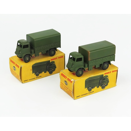 2254 - Two Dinky Toys 623 Army Covered Wagons (Bedford QL) no driver or windows in dark yellow picture boxe... 