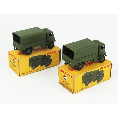 2254 - Two Dinky Toys 623 Army Covered Wagons (Bedford QL) no driver or windows in dark yellow picture boxe... 